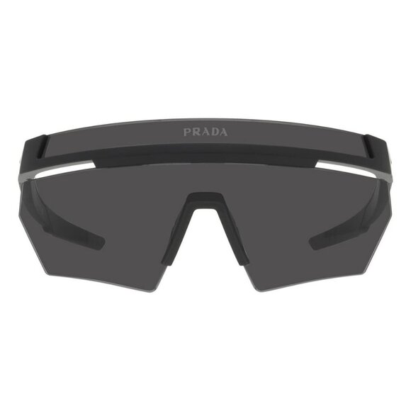 New PRADA LINEA ROSSA Black Rimless Shield PS 01YS 1BO-06F Sunglasses Women - Picture 2 of 3